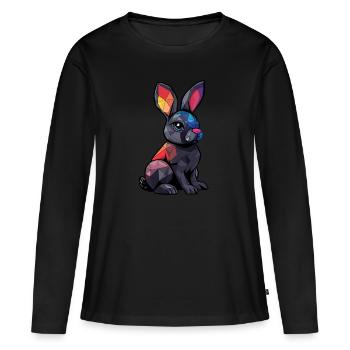 Le Noble Lapin Kevin - T-shirt manches longues Premium bio Femme - noir - Devant - Julia (174cm)