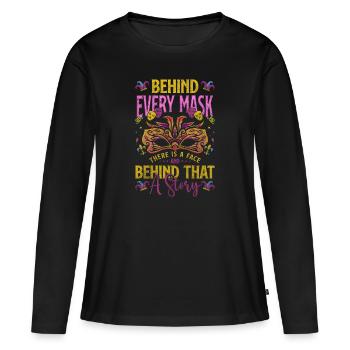 Défilé de masques Mascarade inconnue - T-shirt manches longues Premium bio Femme - noir - Devant - Julia (174cm)