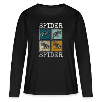 Toile d’araignée Arachnide chasseur phobie - T-shirt manches longues Premium bio Femme - noir - Devant - Julia (174cm)