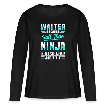 Service Guests Food Party - Women's Premium Organic Long Sleeve Shirt - black - Front - Julia (174cm)