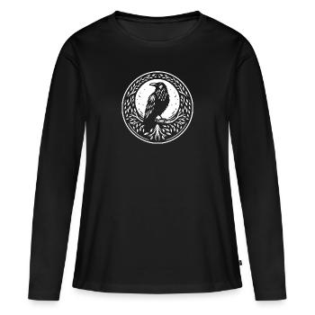 Corbeau Celtique rond - T-shirt manches longues Premium bio Femme - noir - Devant - Julia (174cm)