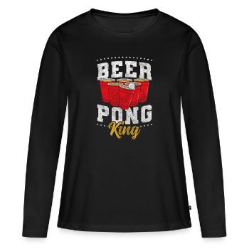 Pong Ball Party Game Liqueur - T-shirt manches longues Premium bio Femme - noir - Devant - Julia (174cm)