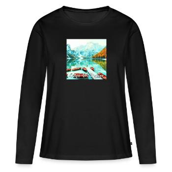 Lago di braies,Lac de Braies,Lac de Braies,Lac,Paysage,Montagne - T-shirt manches longues Premium bio Femme - noir - Devant - Julia (174cm)