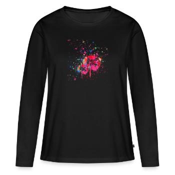 Blume,Pusteblume,bunt,aquarell,malerei,art - Frauen Premium Bio Langarmshirt - Schwarz - Vorne - Julia (174cm)