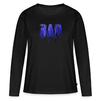bad ,blau,schrift,graffiti,typo,stencil - Frauen Premium Bio Langarmshirt - Schwarz - Vorne - Julia (174cm)
