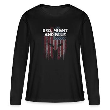 Rote Macht und blaue amerikanische Flagge militärische US-Flagge - Frauen Premium Bio Langarmshirt - Schwarz - Vorne - Julia (174cm)