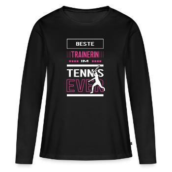 Beste Tennis Trainerin Tennistrainerin Tennisspiel - Frauen Premium Bio Langarmshirt - Schwarz - Vorne - Julia (174cm)