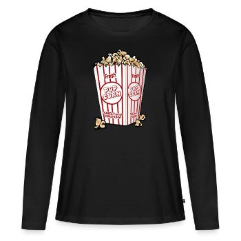 Popcorn frais - T-shirt manches longues Premium bio Femme - noir - Devant - Julia (174cm)
