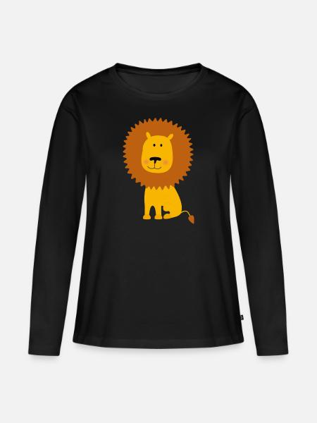 Löwe - Frauen Premium Bio Langarmshirt - Schwarz
