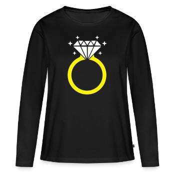 Diamond ring diamond ring marriage wedding JGA bride - Women's Premium Organic Long Sleeve Shirt - black - Front - Julia (174cm)