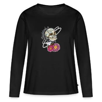 Born to travel - T-shirt manches longues Premium bio Femme - noir - Devant - Julia (174cm)