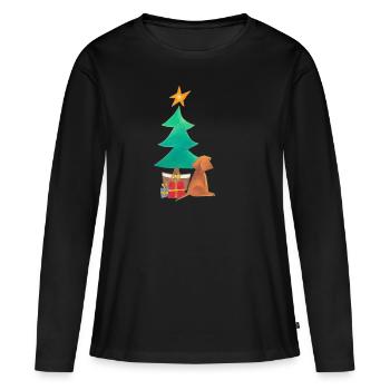 Chien de Noël - T-shirt manches longues Premium bio Femme - noir - Devant - Julia (174cm)