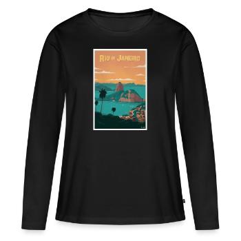 RIO DE JANEIRO, Affiche Vintage - T-shirt manches longues Premium bio Femme - noir - Devant - Julia (174cm)