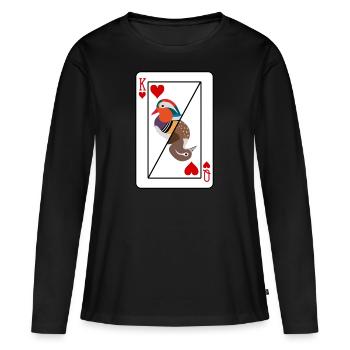 Mandarinen Ente Spielkarte - Frauen Premium Bio Langarmshirt - Schwarz - Vorne - Julia (174cm)
