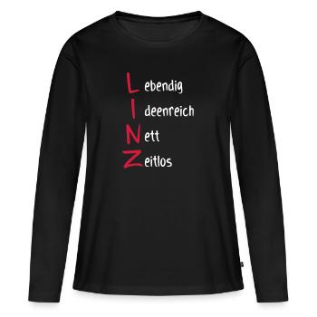 Linz Capital Shirt Gift - T-shirt manches longues Premium bio Femme - noir - Devant - Julia (174cm)