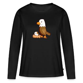 Adler Adlerbaby Nest Vogel - Frauen Premium Bio Langarmshirt - Schwarz - Vorne - Julia (174cm)