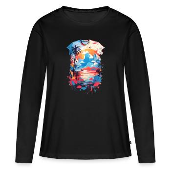 Chemise des Caraïbes - T-shirt manches longues Premium bio Femme - noir - Devant - Julia (174cm)
