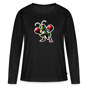 Grashüpfer sucht den Boxkampf - Frauen Premium Bio Langarmshirt - Schwarz - Vorne - Julia (174cm)