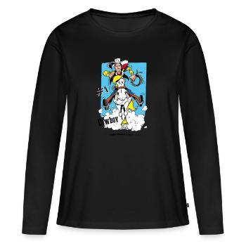 Lucky Luke Cowboy Et Jolly En Tournée - T-shirt manches longues Premium bio Femme - noir - Devant - Julia (174cm)