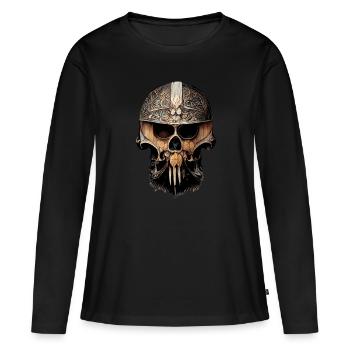 Viking Warrior Skull - Women's Premium Organic Long Sleeve Shirt - black - Front - Julia (174cm)