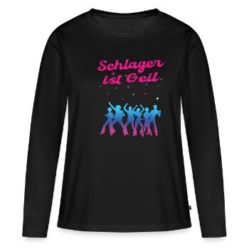 Schlager Geil Party Popmusik Tanzmusik Geschenk - Frauen Premium Bio Langarmshirt - Schwarz - Vorne - Julia (174cm)