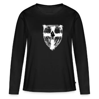 Des armoiries croix chevalier épée T-shirt W1 - T-shirt manches longues Premium bio Femme - noir - Devant - Julia (174cm)