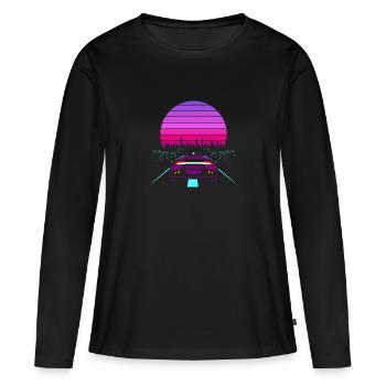 Retro Wave Sport Auto 80s gift - Women's Premium Organic Long Sleeve Shirt - black - Front - Julia (174cm)