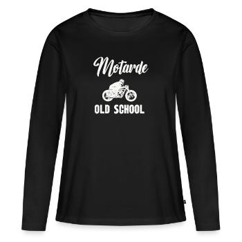 motarde old school - T-shirt manches longues Premium bio Femme - noir - Devant - Julia (174cm)