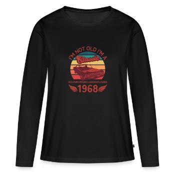 Ich bin nicht alt, ich bin ein Klassiker - Frauen Premium Bio Langarmshirt - Schwarz - Vorne - Julia (174cm)