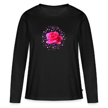 rose rose fête des mères - T-shirt manches longues Premium bio Femme - noir - Devant - Julia (174cm)