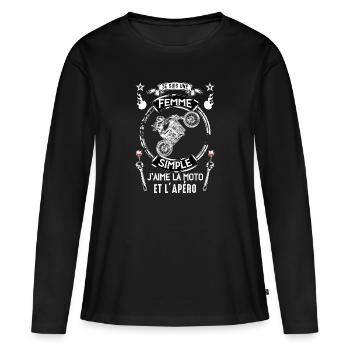 Femme Simple Moto Apero Motarde - T-shirt manches longues Premium bio Femme - noir - Devant - Julia (174cm)