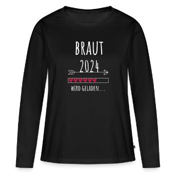 Braut 2024 Hochzeit Bride to be Verlobung Geschenk - Frauen Premium Bio Langarmshirt - Schwarz - Vorne - Julia (174cm)