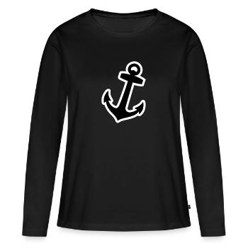 Anker - Frauen Premium Bio Langarmshirt - Schwarz - Vorne - Julia (174cm)