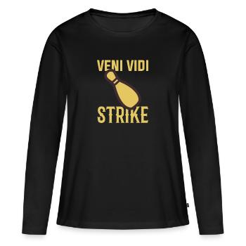 Bowling Pin Strike - T-shirt manches longues Premium bio Femme - noir - Devant - Julia (174cm)