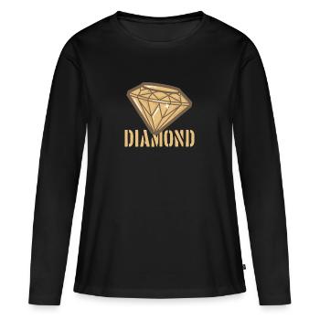 Diamant - T-shirt manches longues Premium bio Femme - noir - Devant - Julia (174cm)