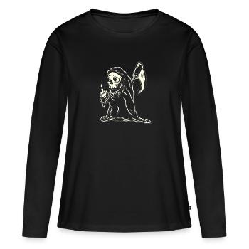 Grim Reaper montre des doigts puants - T-shirt manches longues Premium bio Femme - noir - Devant - Julia (174cm)