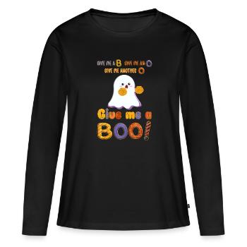 Mignon Halloween Cheerleader Ghost avec pompons - T-shirt manches longues Premium bio Femme - noir - Devant - Julia (174cm)