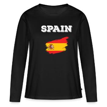 Espagne Drapeau Espagnol Drapeau Espagnol Espagne - T-shirt manches longues Premium bio Femme - noir - Devant - Julia (174cm)