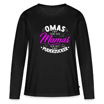 OMAS sind wie MAMAS nur mit Puderzucker - Herz Lie - Frauen Premium Bio Langarmshirt - Schwarz - Vorne - Julia (174cm)