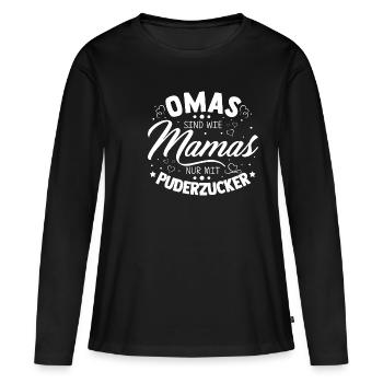 OMAS sind wie MAMAS nur mit Puderzucker - Herz Gro - Frauen Premium Bio Langarmshirt - Schwarz - Vorne - Julia (174cm)