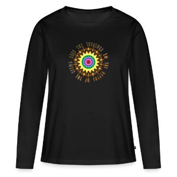 Le trésor avec phrase - T-shirt manches longues Premium bio Femme - noir - Devant - Julia (174cm)