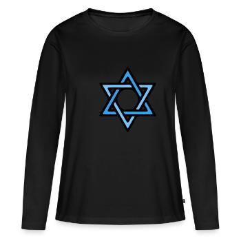 Shalom Davidstern Hebräisch Juden Judentum Jude - Frauen Premium Bio Langarmshirt - Schwarz - Vorne - Julia (174cm)