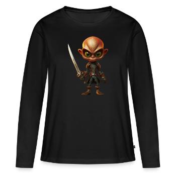Pirate extraterrestre avec sabre - T-shirt manches longues Premium bio Femme - noir - Devant - Julia (174cm)