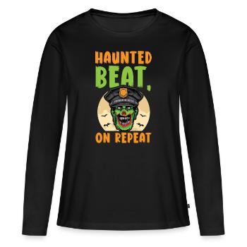 Haunted Beat, On Repeat Policeman Halloween - Women's Premium Organic Long Sleeve Shirt - black - Front - Julia (174cm)