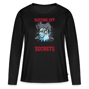 Dépoussiérer les secrets fantomatiques Concierge Ha - T-shirt manches longues Premium bio Femme - noir - Devant - Julia (174cm)