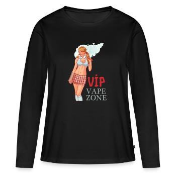 VAPE GIRL avec jupe et chaussettes - T-shirt manches longues Premium bio Femme - noir - Devant - Julia (174cm)