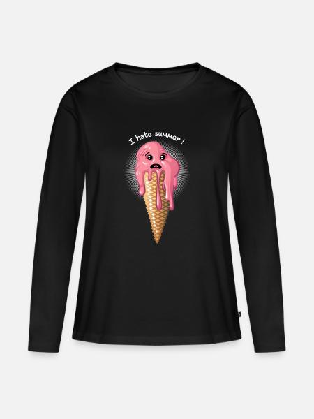 I hate summer - Frauen Premium Bio Langarmshirt - Schwarz