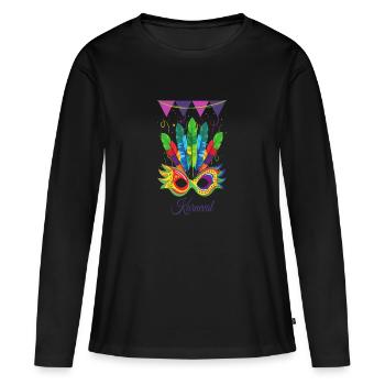 Costume de carnaval de Mardi Gras Mardi Gras - T-shirt manches longues Premium bio Femme - noir - Devant - Julia (174cm)
