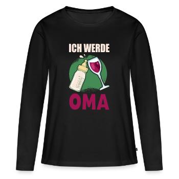 ICH WERDE OMA Geschenke zur Geburt des Enkelkindes - Frauen Premium Bio Langarmshirt - Schwarz - Vorne - Julia (174cm)
