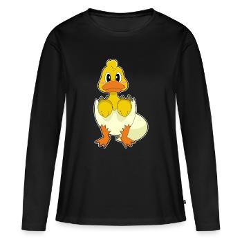 Ente Eierschale - Frauen Premium Bio Langarmshirt - Schwarz - Vorne - Julia (174cm)
